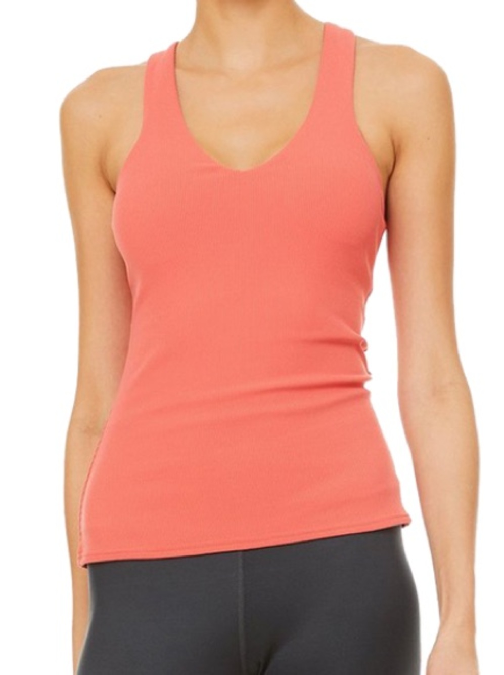 ALO Yoga Elevate Ribbed Bra Crossover Tank Orange XS